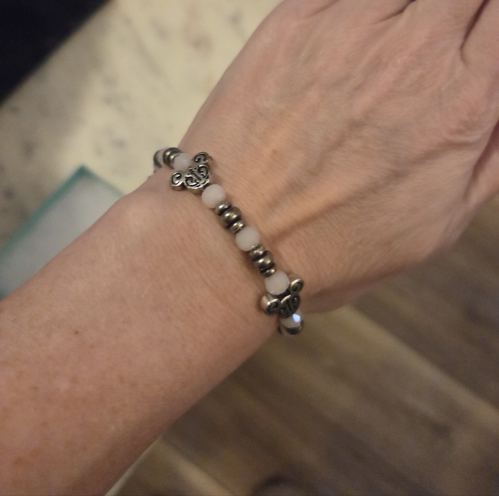 Alex And Ani Mouse Motif Silver and Pink Charm Bracelet - Picture 4 of 4